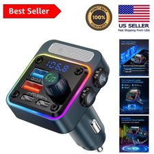 54W Bluetooth 5.3 Car Adapter - 4 Charging Ports  FM Transmitter with Deep Bass