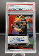 Konnor Griffin 2025 Panini #PS-KG Prospect Signatures Auto Red Prizm /99 PSA 9