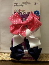 Family Beauty Children s Bow Clips 3 Pack New