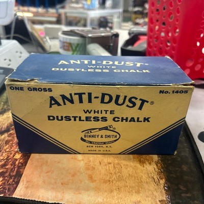 Binney & Smith Anti-Dust White Dustless Chalk Non-Toxic Partial Box Half Full!
