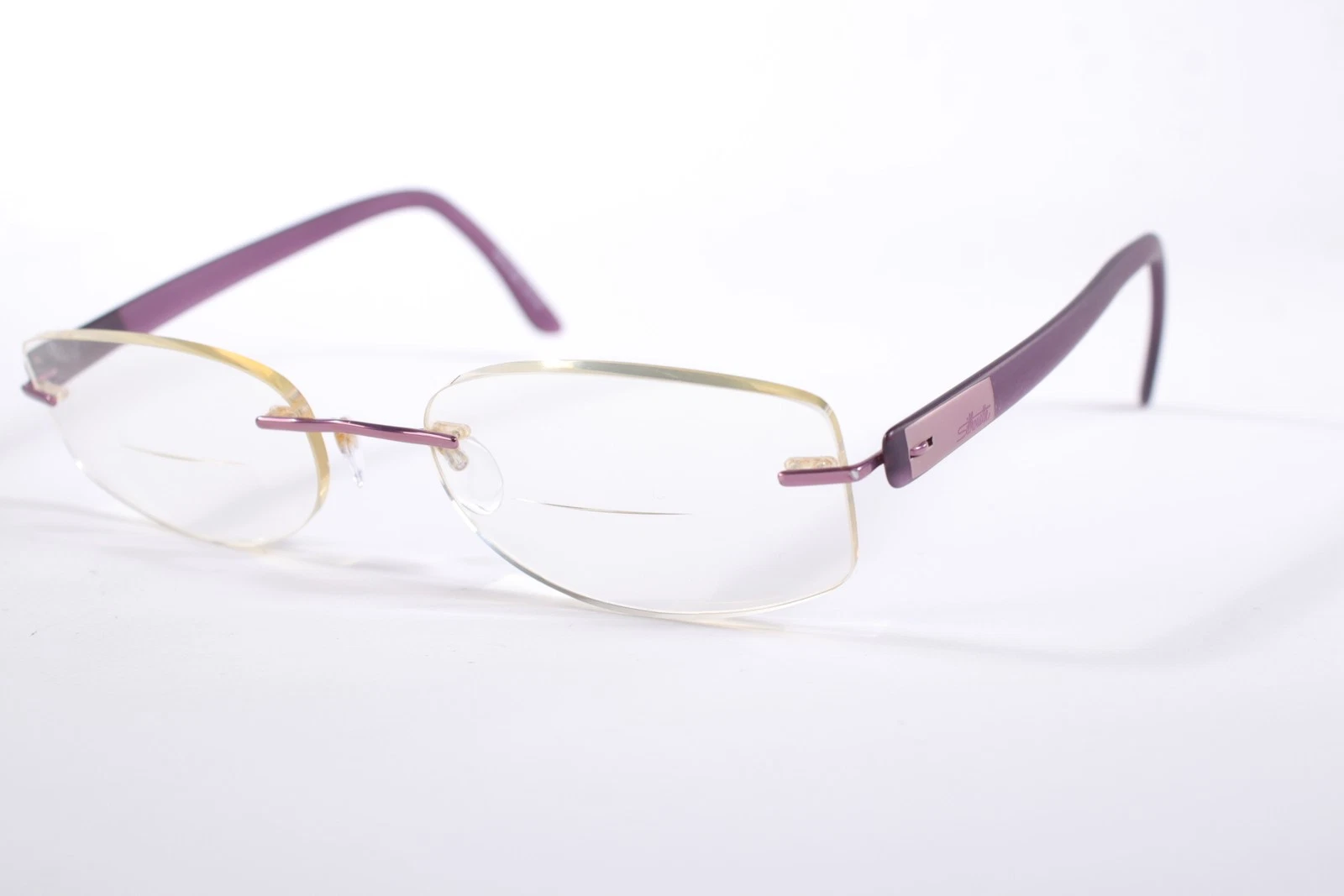 Silhouette Eyeglasses 7608 Women Purple Rimless Titanium Eyewear Glasses Frames