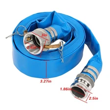 2" ID × 25 ft PVC Lay Flat Water Pump Discharge Hose With Pin Lug and Fittings