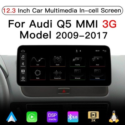 Ultra Narrow 12.3'' Touchscreen Upgrade for Audi Q5 MMI 3G 2009-2015 Carplay