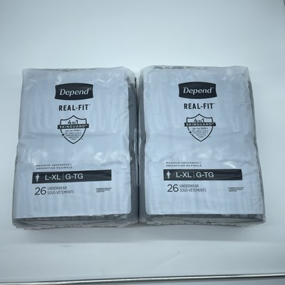New (52 ct) Depend Real Fit 4 in 1 Skin Guard Max Absorbent Underwear Large - XL
