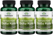 180 VegCaps Swanson Gotu Kola 435 mg 3X 60 VCaps Energy Circulatory