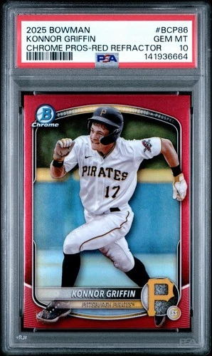 Konnor Griffin 2025 Bowman Chrome True Red Refractor /5 #BCP-86 PSA 10 Pop 1 📈