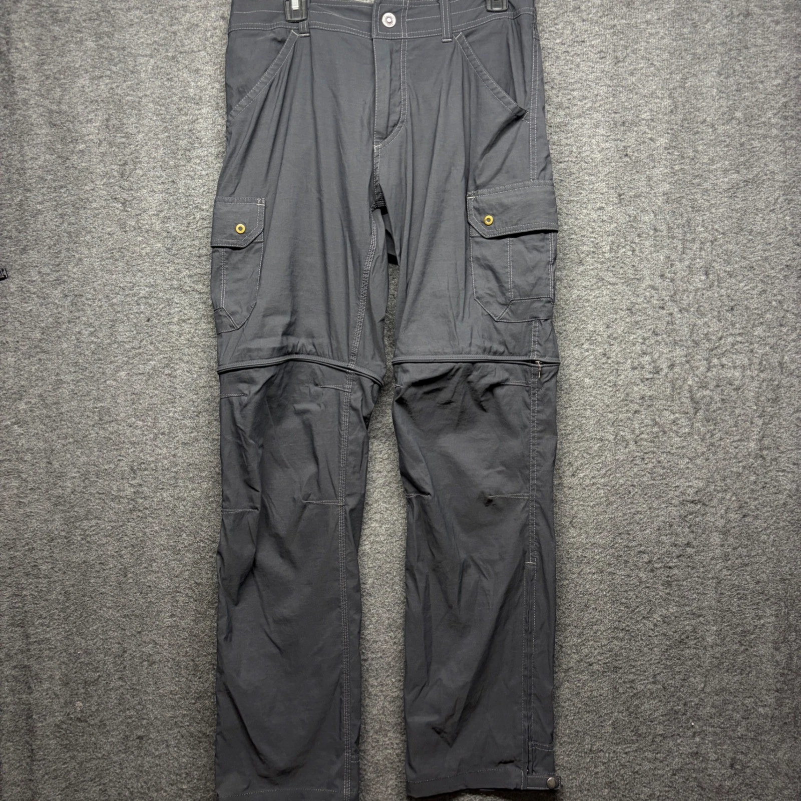 Kuhl Renegade Cargo Convertible Pants Mens 32x32 Gray Stealth Zip Hiking Outdoor
