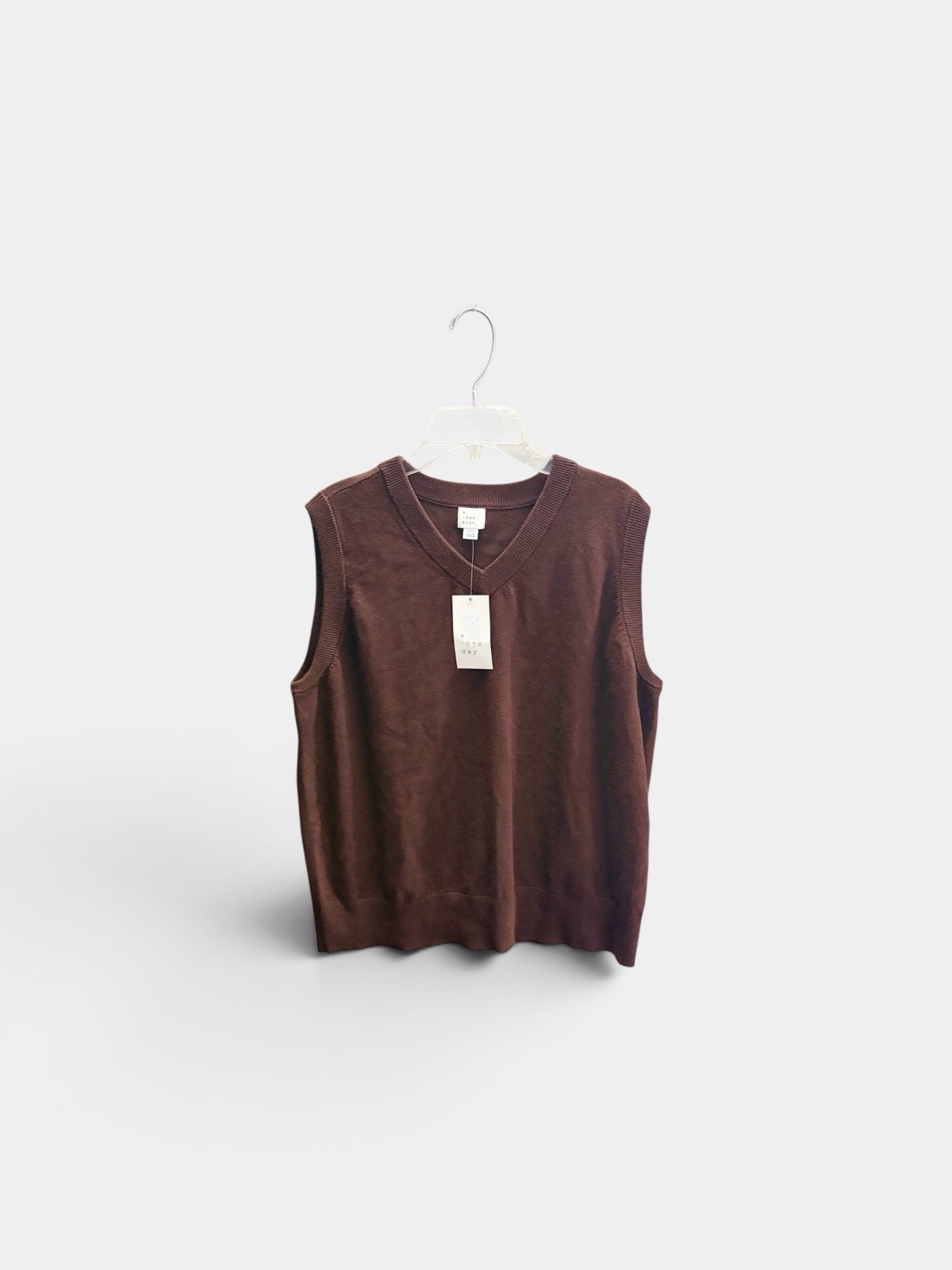 A New Day V-Neck Sweater Vest Womens XXL Chocolate Brown