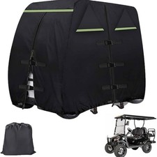 Waterproof Golf Cart Cover 210D Heavy Duty Black Fit 4-2 Passengers 108x48x66in