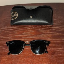 Ray-Ban Clubmaster RB3016 Polarized Browline Sunglasses Black Frame/Lens