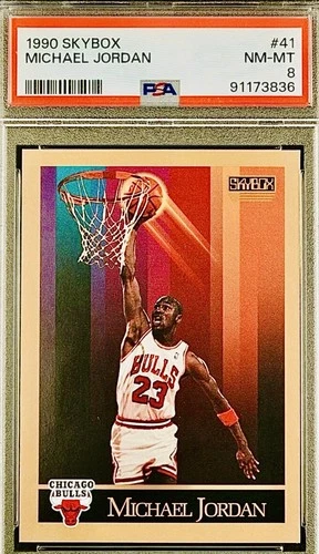 🔥1990 SKYBOX MICHAEL JORDAN PSA 8 NM-MT #41 Chicago Bulls NBA Basketball Card