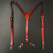 Quality Top-grain Cowhide Leather Braces  Adult Vintage Braces Men's Suspender