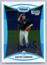 2008 1st Bowman Chrome Kevin Ahrens auto autography rc rookie Toronto BlueJays