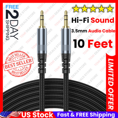 AUX Cable 10Ft, 3.5Mm Audio Cable Long Aux Cord Male to Male 10 Feet Auxiliary H