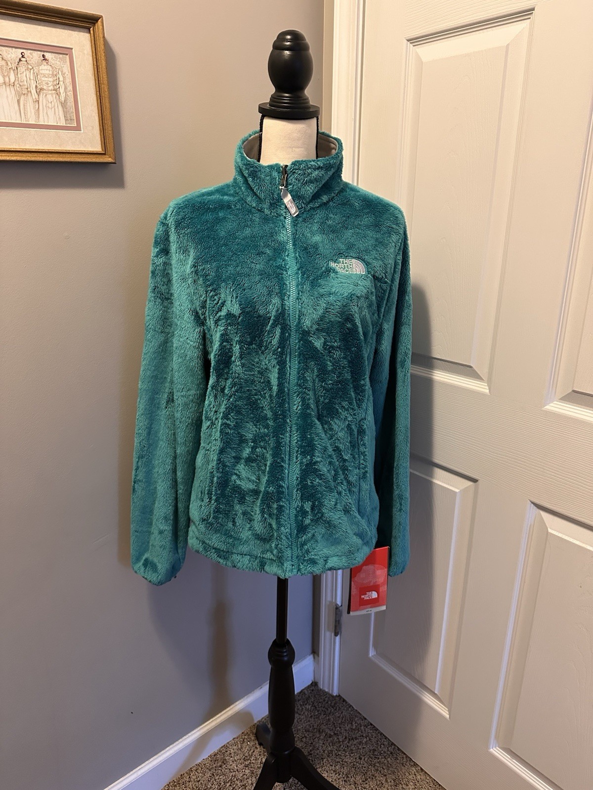 The North Face Jacket Womens L Teal Osito Fleece Full Zip Plush Embroidered Logo