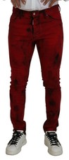 Dsquared² Jean Skinny Casual Pour Homme En Denim Rouge Tie Dye Authentique