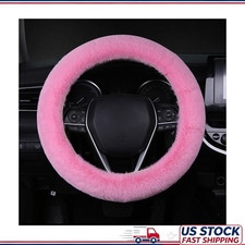 Fuzzy Wool Fur Steering Wheel Cover 15 Inch Soft Fluffy Protector Wcolor Pink
