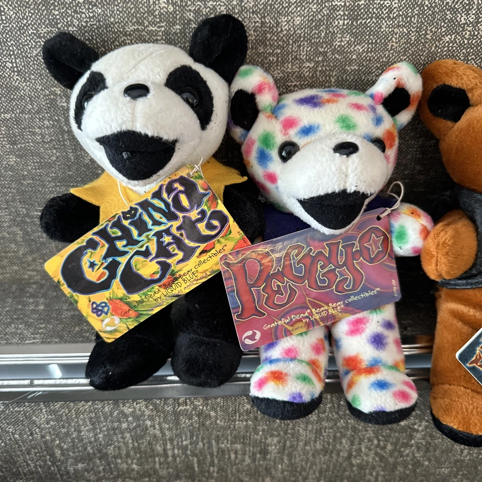 批量 5 件 Grateful Dead 毛绒豆熊收藏品 液体蓝色 带标签 — 第 2/4 张图片