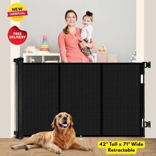 42" Tall x71" Wide Retractable Baby Gate, Mesh Dog Gate for Doorways, Stairs