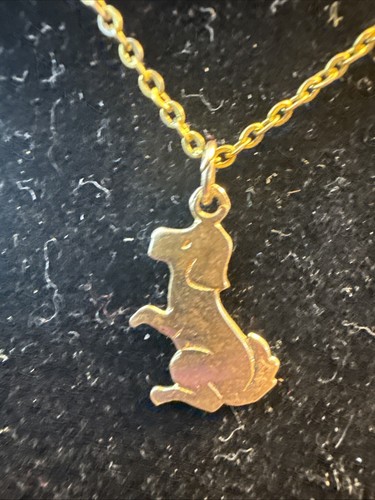 14k kleiner Hund Charm Anhänger Halskette. Es kommt mit goldfarbener Kette