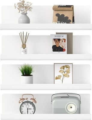 WELDUN Schweberegal - 4er Set Bilderleisten weiß Kunststoff Wandmontage