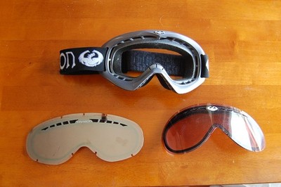 Dragon Snow/Ski Motocross Offroad Goggles Two Lenses Purple Silver Frame