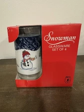 Set Of 4 ~ 6" Snowman Collection By Thomson Drinking Glasses 16 Ounces 