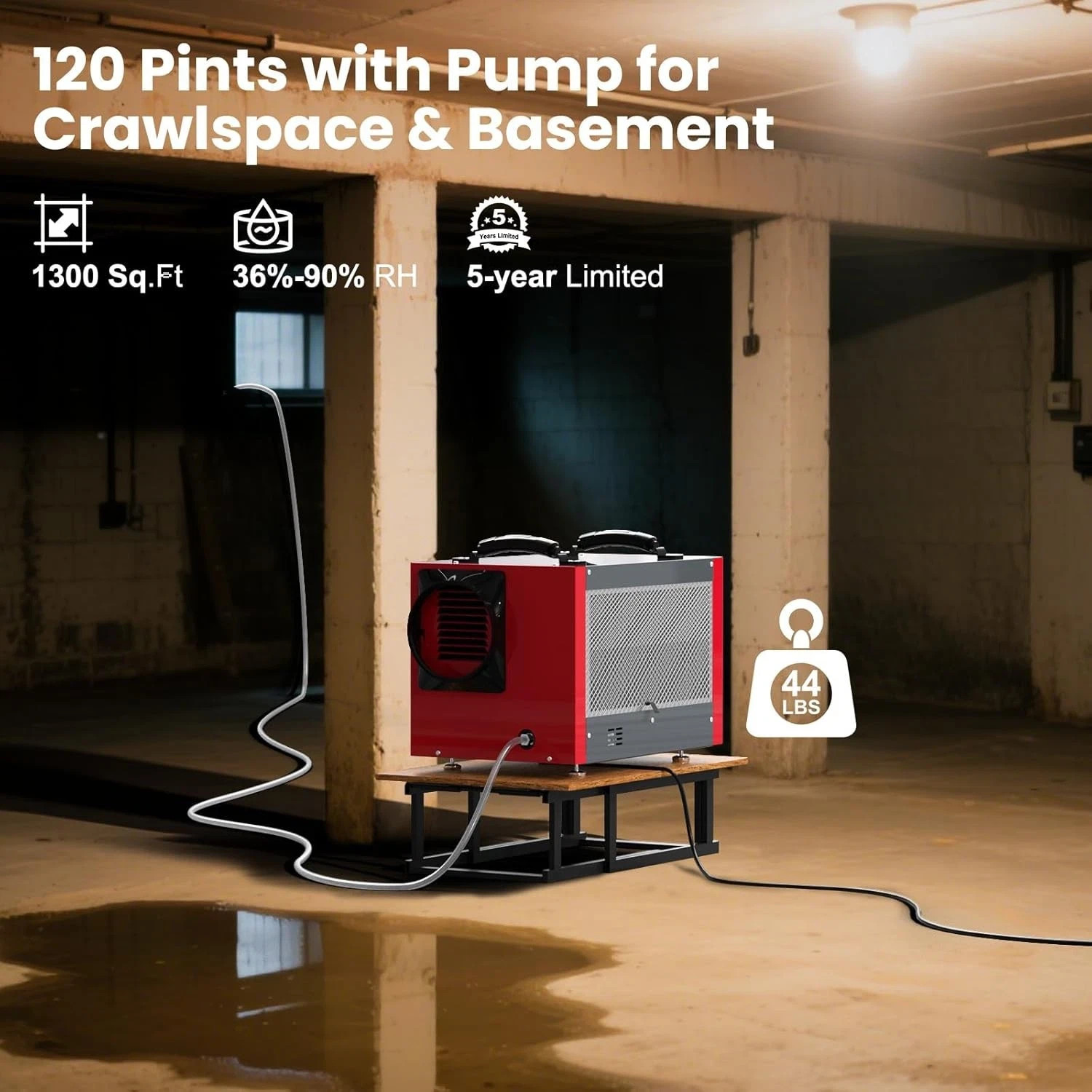 Abestorm 120 PPD Crawl Space Dehumidifier Commercial Basement Garage 1,300 sq