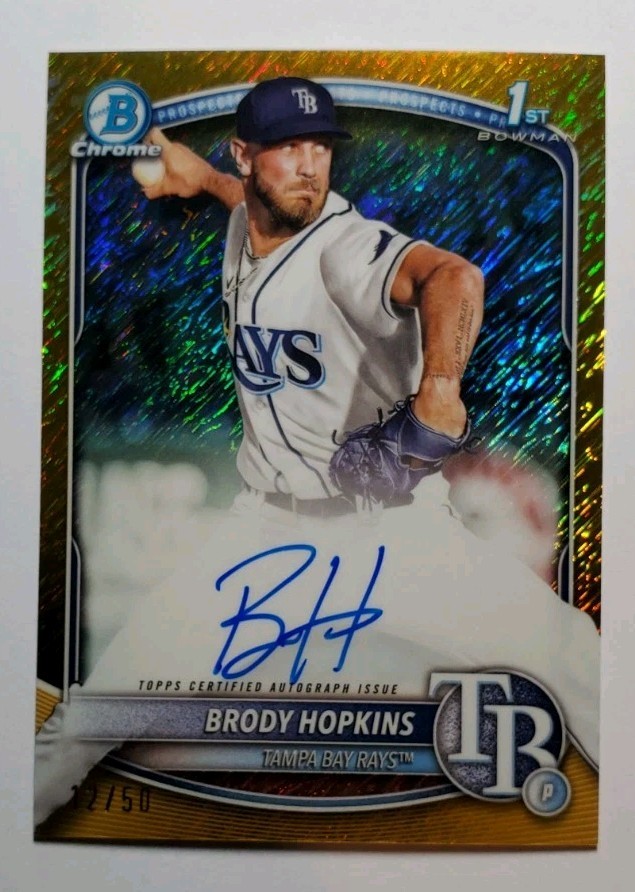 2025 1st Bowman Chrome Brody Hopkins Gold Shimmer Auto RC Refractor 12/50 SP