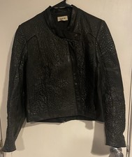 Helmut Lang Leather Jacket Women  s S Black Pebbled Lamb Biker Motorcycle