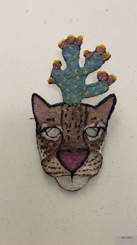 Painted Papier Mache Cat Mask Decorative Wall Mounted Wall Hanging, 1 Pack