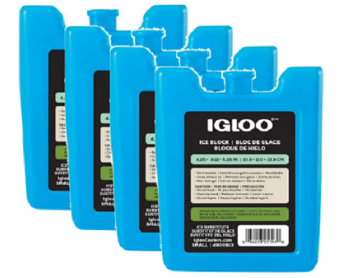 (4 pack) Small Igloo Reusable Ice Pack for Lunch Boxes & Coolers