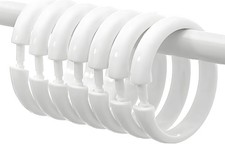 24 PCS White Plastic Shower Curtain Rings,Sturdy Easy Use Shower Curtain Hooks