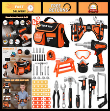 49 PCS Kids Tool Set with Battery Powered Drill, Adjustable Belt, Pretend Play C