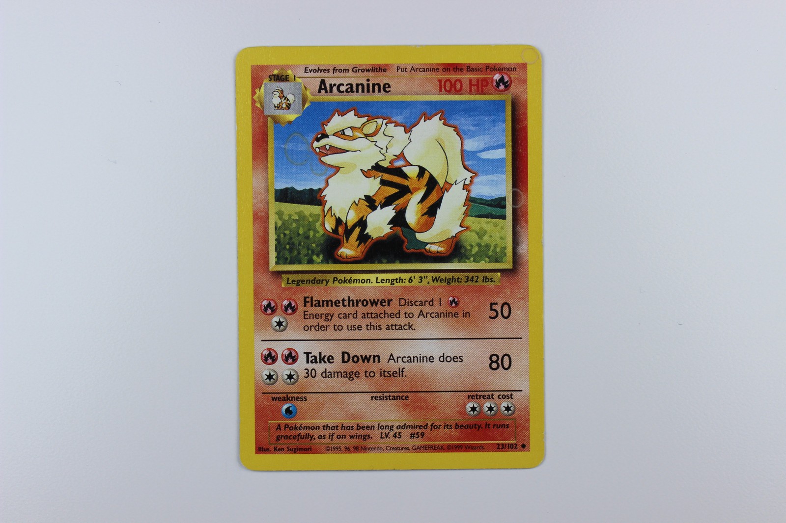 Arcanine (23/102, Base Set, 1999) Pokémon TCG Vintage Uncommon LP/NM