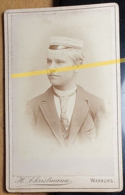 Student or pupil with hat - Studentika CDV H. Christmann Warburg