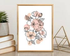 Digital Download For Printable Wall Art  Line Art Sakura Flower Print Home Decor