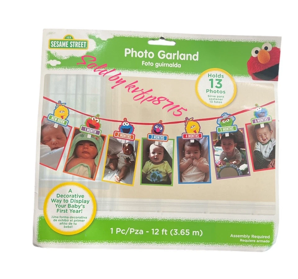 Lindo guirnalda fotográfica de cumpleaños para bebés primogénitos calle sésamo para cumpleaños Elmo Foto 2 de 3