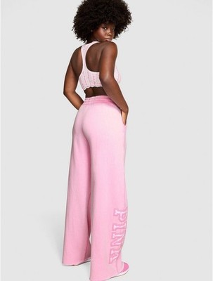 VS PINK x LOVESHACKFANCY WIDE LEG SWEATPANTS PINK LOLLIPOP HTF NWT LARGE SHORT