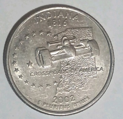 2002 Indiana Crossroads Of America State Error Quarter Collectible
