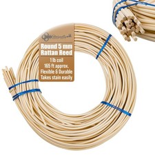5 mm Round Reed 8  1 Pound Coil  Rattan for Basket 5 mm, Natural
