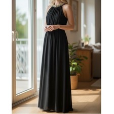 Vince Camuto Black Embellished Halter Neck Maxi Dress Gown Size 12 Party Glam