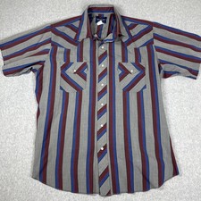 Wrangler Vintage Western Shirt Pearl Snap Striped SS Men's Size 16-16.5 Large