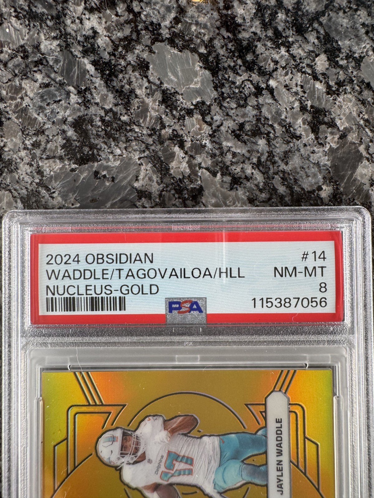 2024 Panini Obsidian Nucleus Gold Tua Hill Waddle Dolphins /10 #14 PSA 8 RARE view 3