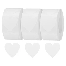 3 Roll 1500 Pcs White Heart Stickers 1 Inch Cute Heart Shaped Sticker Labels