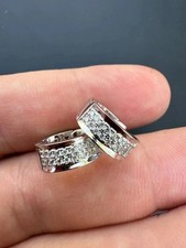 2Ct Round Lab Created Diamond 14K White Gold Plated Womens Huggie Hoop Earrings