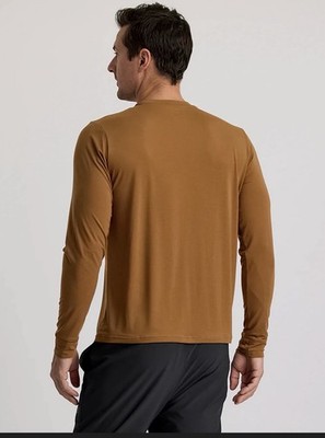 men's long-sleeve crewneck shirt, similar to their Velocity model in a brown XL