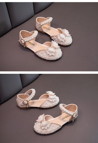 Mädchen Kinder Kunstleder Mary Jane flache Mode Prinzessin Schleifen Perle Kleid Schuhe - Bild 10 von 14