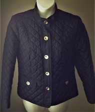 Charter Club BLACK QUILTED JACKET L Womens LARGE Goldtone Buttons