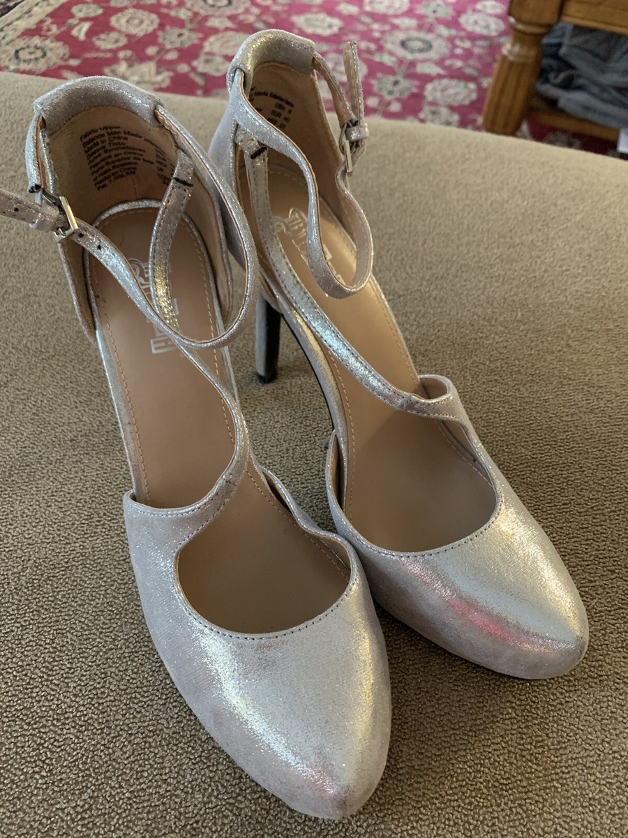 Brash Shoes Stiletto Grey Silver Glitter High Heels Size (CC)